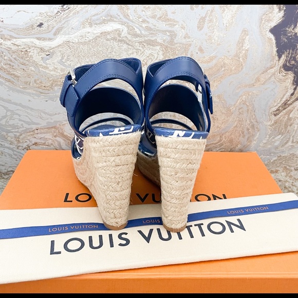 Sold! New! Louis Vuitton Monogram Escale Starboard Wedge Sandal - Picture 8 of 10